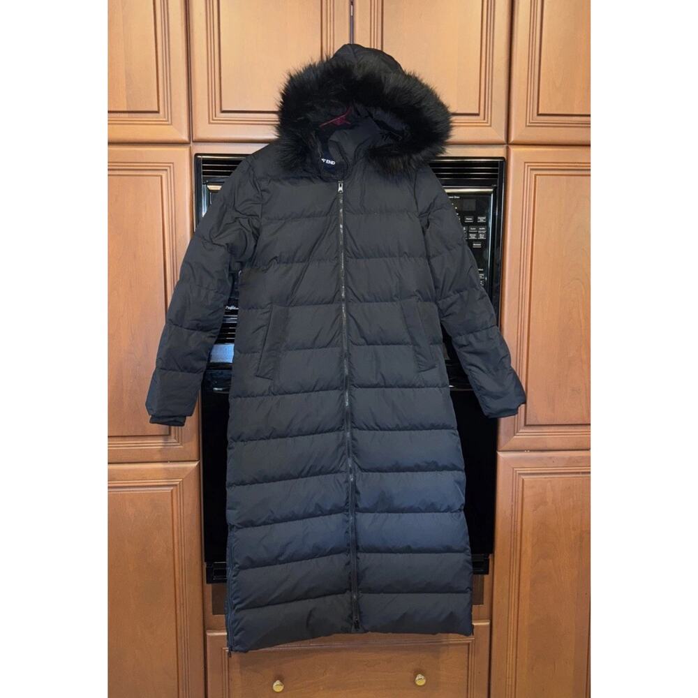 Lands End Down Coat Womens Small Long Hooded 600 Fill HyperDry Puffer Jacket